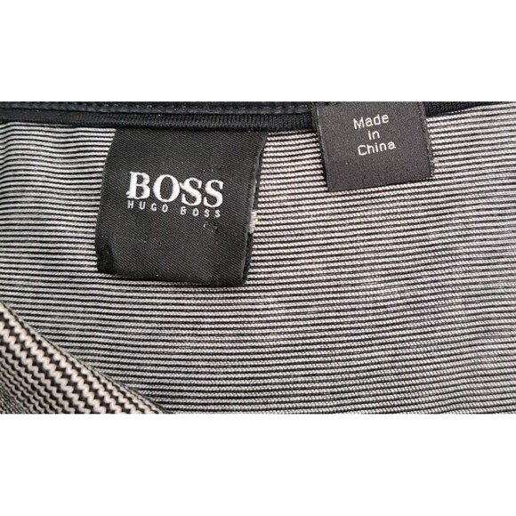 Boss by Hugo Boss Mens Cotton Polo Shirt XL Gray Black Trim Short Sleeve - Picture 3 of 7